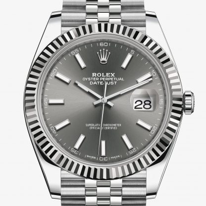 rolex Datejust Oyster 41 mm acciaio Oystersteel e oro bianco 126334